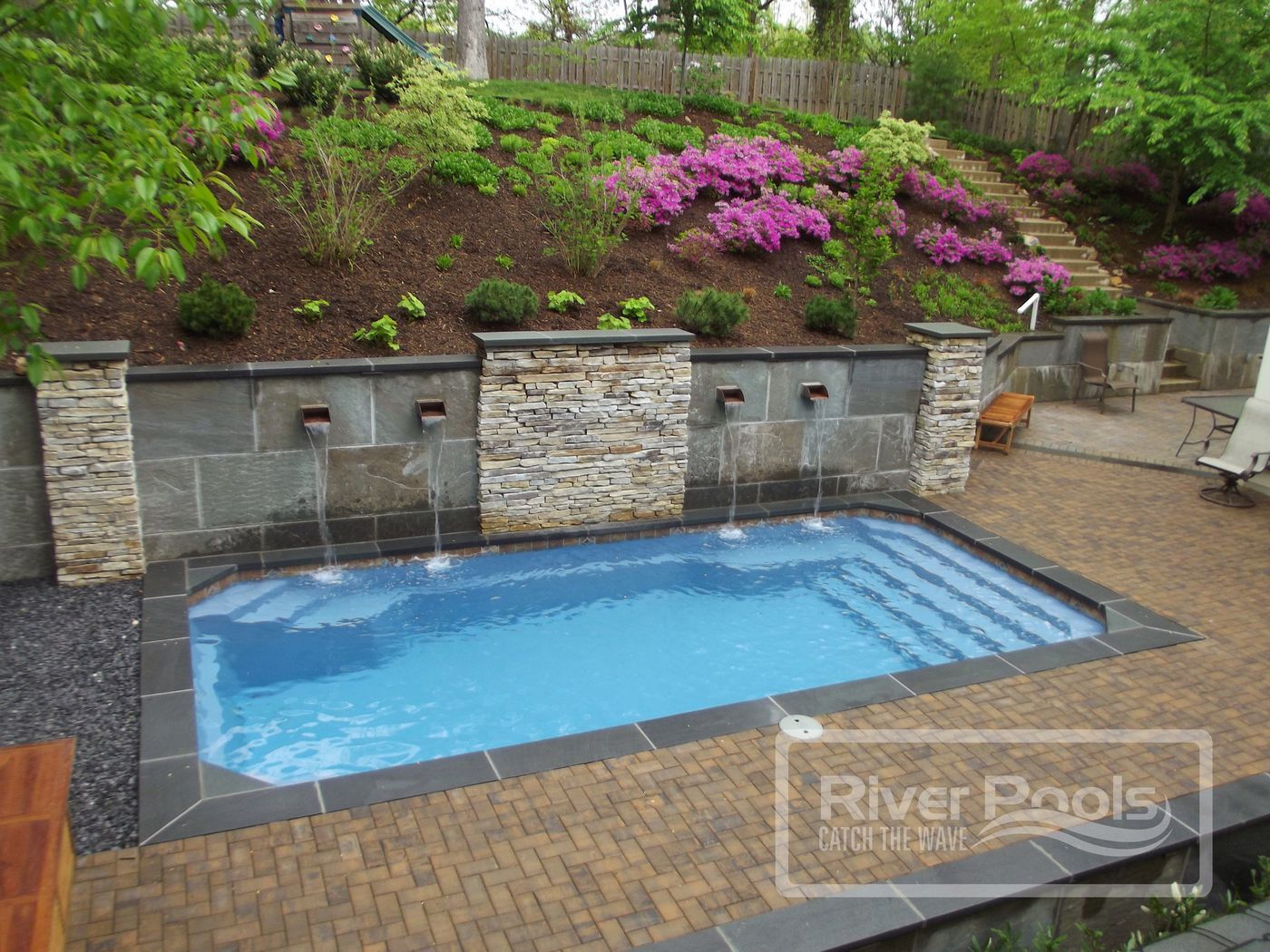 pool near retaining wall